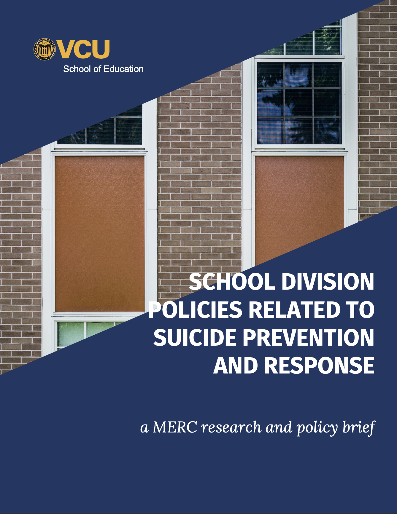 A research brief cover focused on suicide prevention in schools